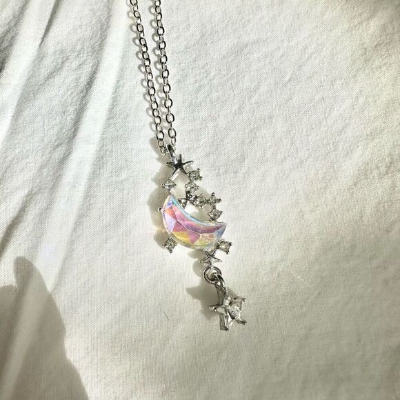 Iridescent night court moon and stars pendant necklace ￼ - Picture 3 of 3